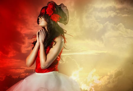 Dream forever - art, fantasy, sky, woman